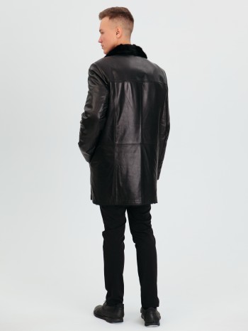 710 Михаэль, Куртка мужская из натуральной кожи, воротник норка